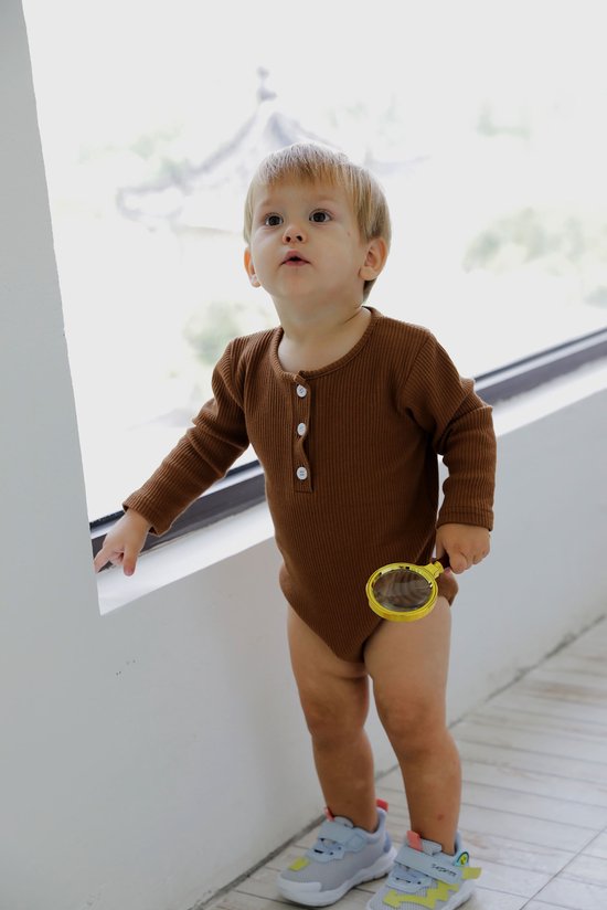 BonBini's rompertje baby  + corduroy broekje - Autumn Brown - 95% katoen - jongen meisje babyromper - 6-9maanden