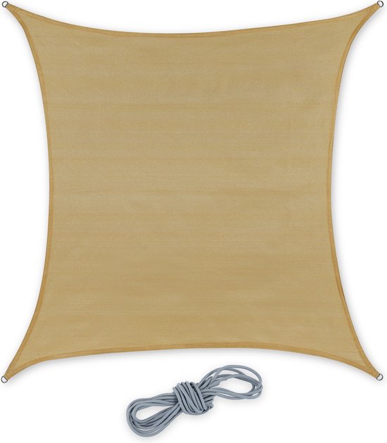 Relaxdays schaduwdoek driehoek, 4 x 4 x 4 m, HDPE-weefsel