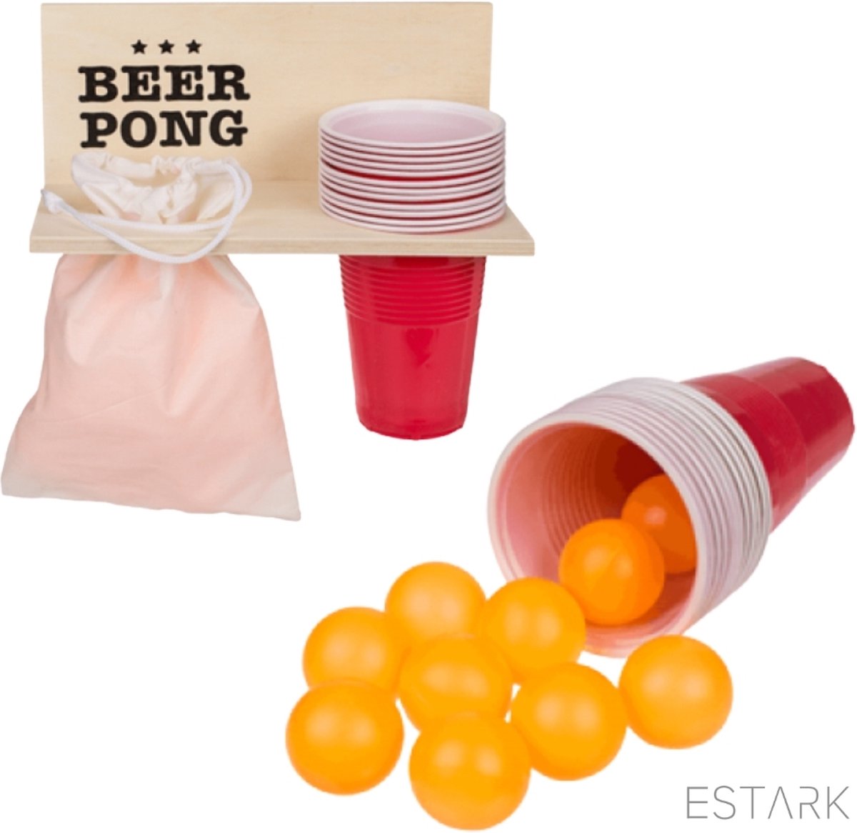 KESSER® Set de gobelets de beer pong avec jeu de 54 cartes | Jeu à boire  beer pong | Set de gobelets de fête (100 gobelets 473 ml + 10 balles) | Jeu