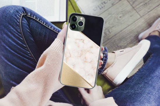 Coque iPhone 11 Pro - Imprimé marbré - Goud - Rose - Coque en Siliconen téléphone -