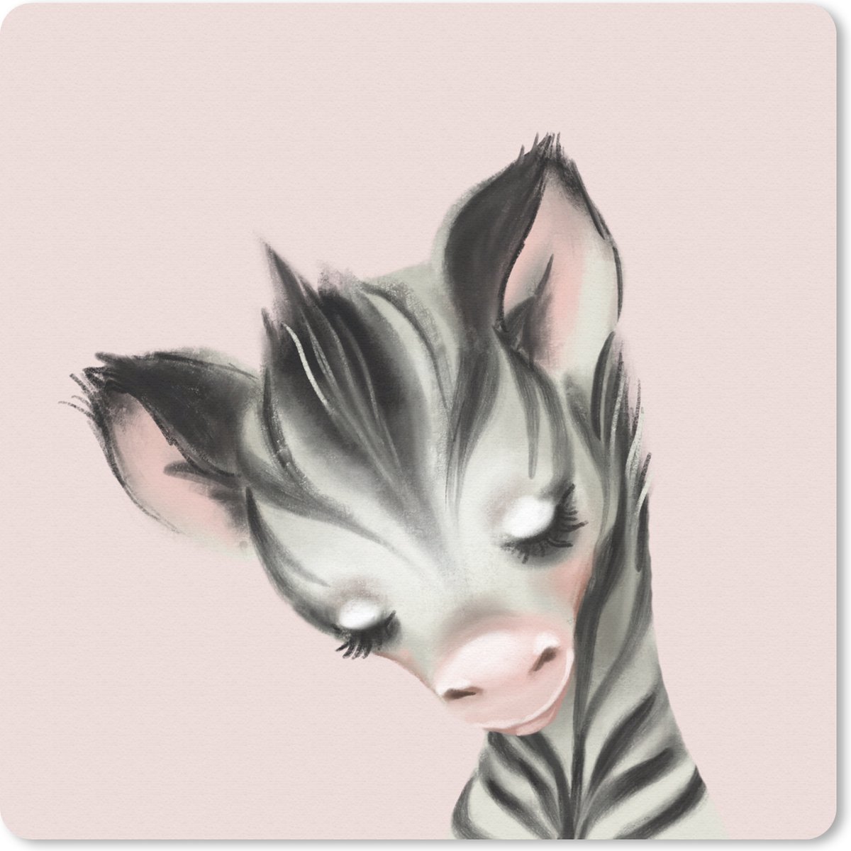 Muismat 20x20 cm - Mousepad Zebra - Kinderen - Roze - Muismatten