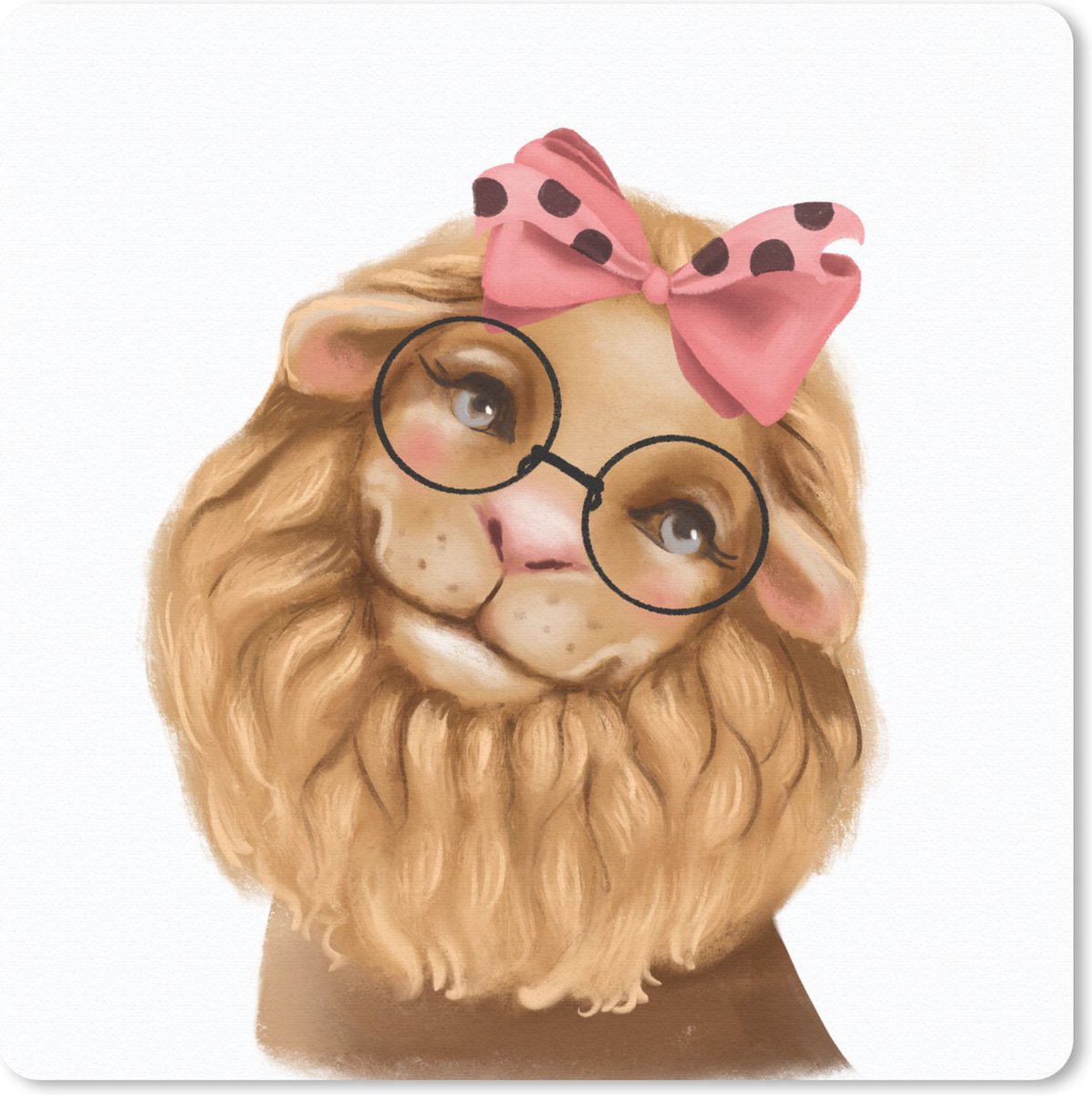 Muismat 30x30 cm - Mousepad Leeuw - Strik - Kinderen - Muismatten