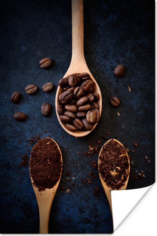 Poster Koffiebonen op pollepels