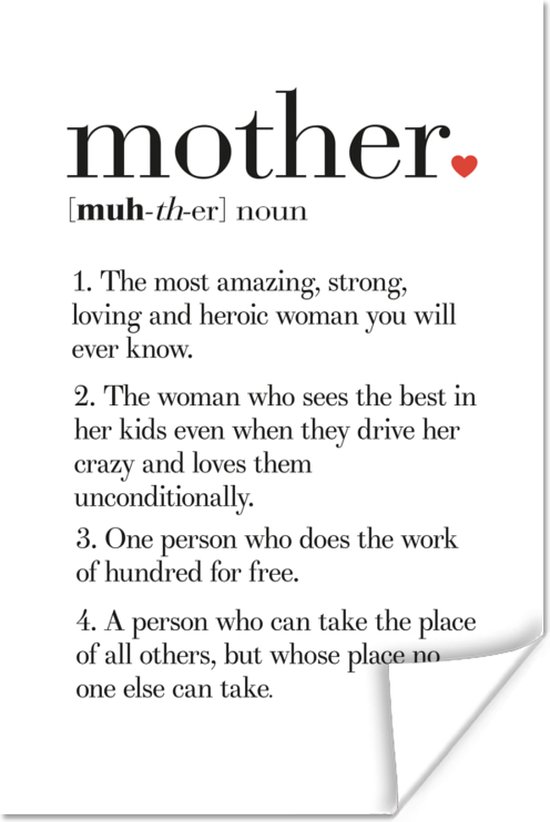 Beau cadeau pour maman - texte avec définition Poster Mother 80x120 cm