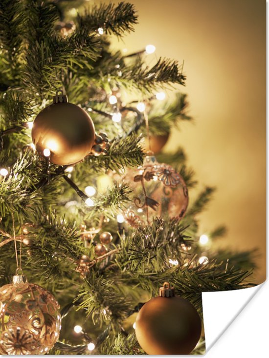 Poster Sapin de Noël aux boules colorées 120x160 cm - Tirage photo sur Poster (décoration murale salon / chambre) XXL / Groot format!