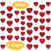 Hartjes Decoratie Slinger - 6 Stuks - 2 Meter - Romantische Versiering
