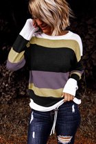 Gebreide Trui Dames - Colorblock Paars - Maat XXL/2XL