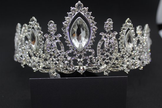 haarsieraden kroon tiara's voor vrouwen Zilver Kleur tiara's Kronen Kristal Prinses Diadeem Bruids Ronde Kroon Haarsieraden Bruiloft Vrouwen Haaraccessoires