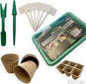 ESTARK Kweekbak - Kweekkas - Mini Serre - Moestuinbak - Mini Moestuin Voor Binnen - Groei Set Kit - Duurzaam - Zaaikas - Zaaibak - Zaaien Planten Plantjes - Vensterbank - Turfpotjes - 21 Deli