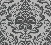 Barok behang Profhome 369102-GU vliesbehang glad met ornamenten glanzend zilver grijs 5,33 m2