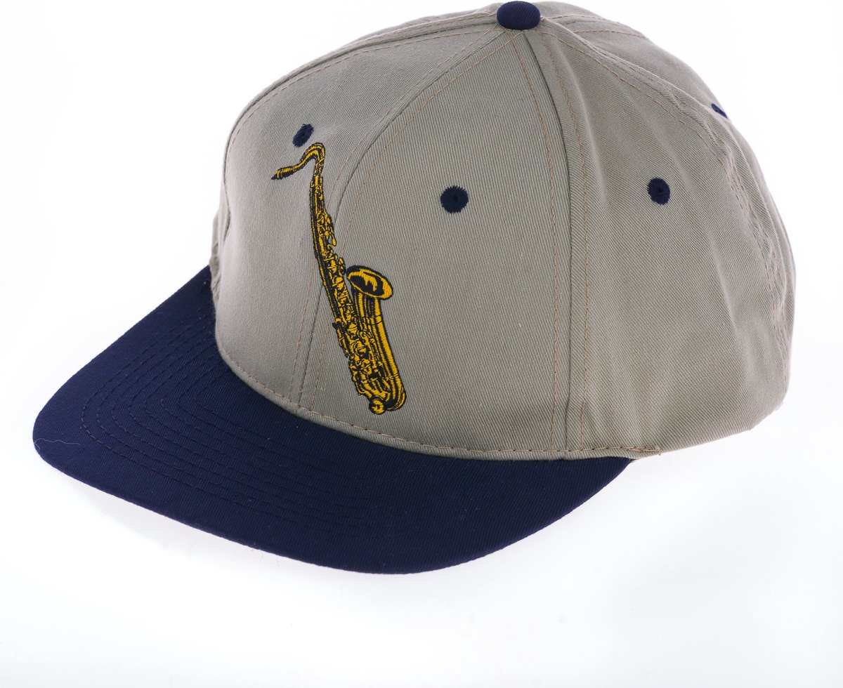 Honkbalpet saxofoon, khaki/navy