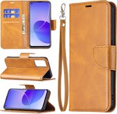 Oppo Reno6 Hoesje - MobyDefend Wallet Book Case Met Koord - Lichtbruin - GSM Hoesje - Telefoonhoesje Geschikt Voor: Oppo Reno6