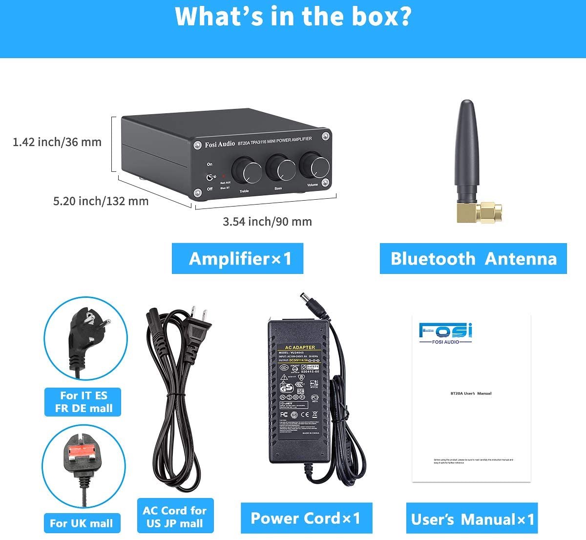 Amplificateur Audio BT10A Audio Stereo Bluetooth 5.0 Recepteur 2 Canaux  Classe D