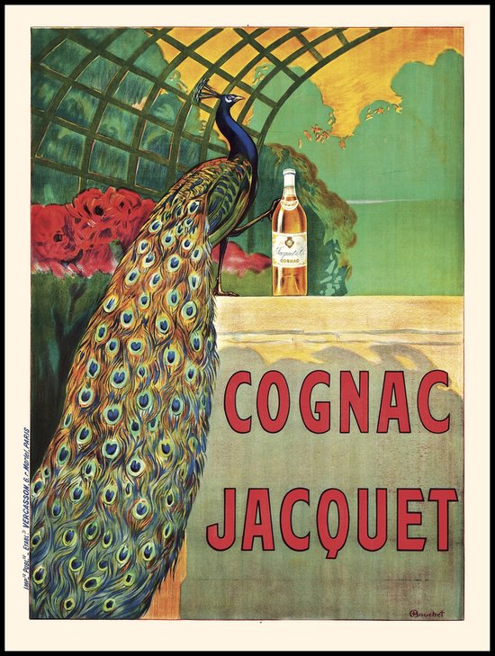 Affiche Vintage Cognac Jacquet - 42x30 - Art Nouveau - Rétro - Camille Bouchet - France - Paris - Jugendstil