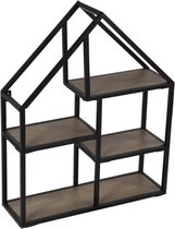 Plantenwinkel Wallhanger Black House 40x15x50 cm zwart industrieel wandrek