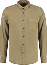 Dstrezzed - Overhemd Garment Dyed Tencel Khaki - L - Heren - Regular-fit