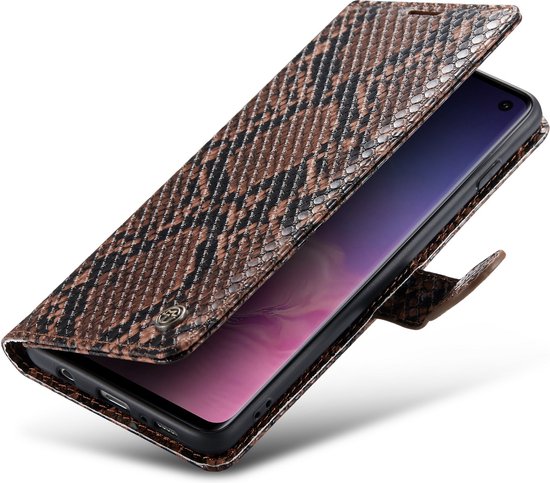 Étui Casemania pour Samsung Galaxy S10 Plus Marron - Étui portefeuille de Luxe en forme de Tuyaux - Porte-cartes et onglet magnétique