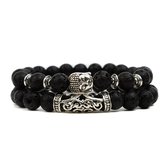 Natuursteen Malachiet armband | Sune | zwart | kralen armband | Buddha