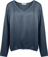 Top Luna - Top met Zijde - Satijnen Voorpand - Denimblauw