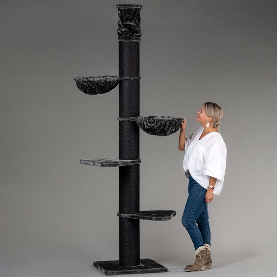 Krabpaal Plafondhoog voor Grote Katten Maine Coon Tower Blackline Donkergrijs Antraciet van RHRQuality