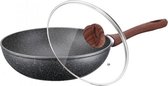 Peterhof PH-25325-28: 28cm Marble Coating Wok with Glass Lid