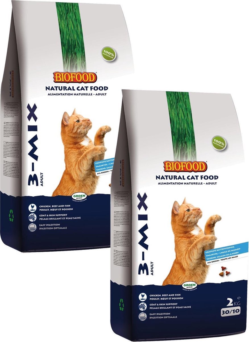 Biofood Bf Kattenbrokjes 3-Mix Mix - Kattenvoer - 2 x 2 kg
