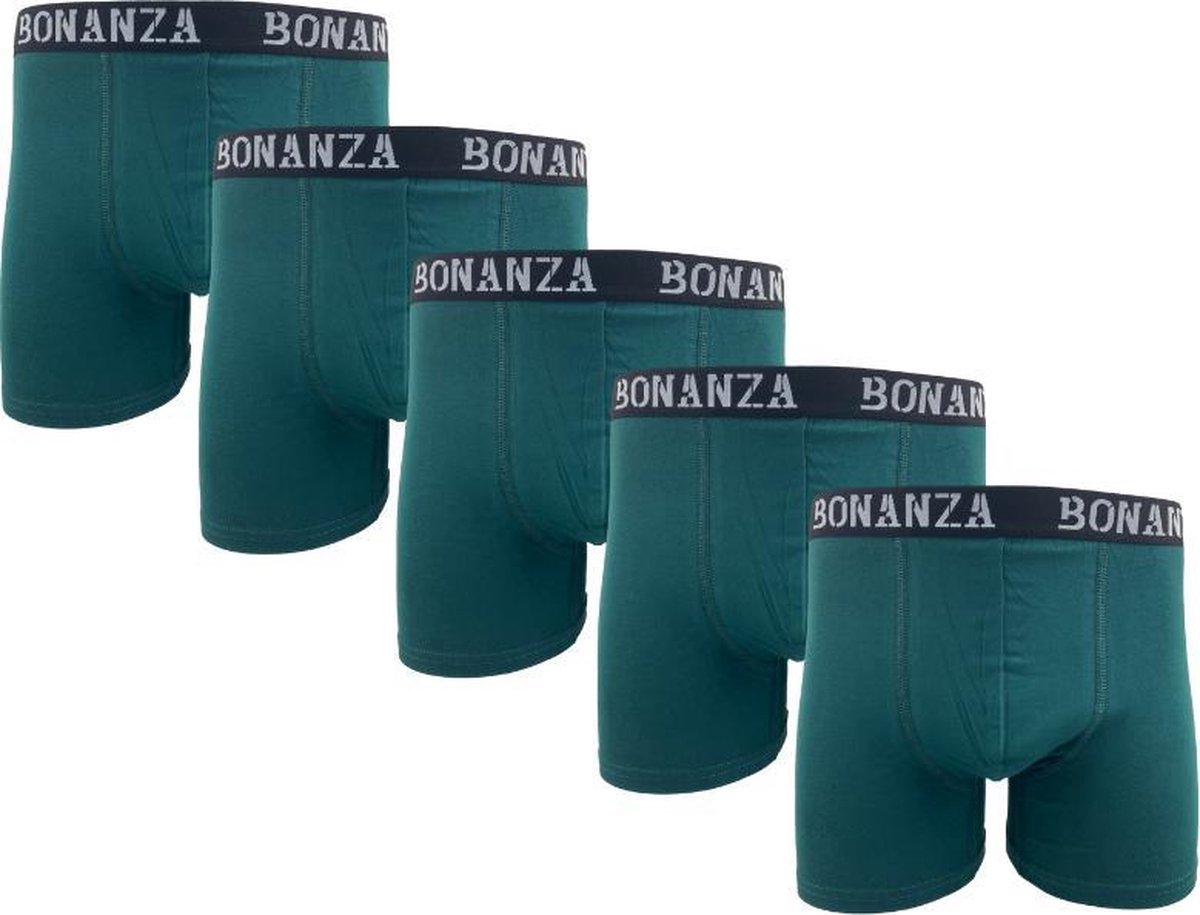 Bonanza boxershorts - 5 Pack - Katoen - Donkergroen - Maat L