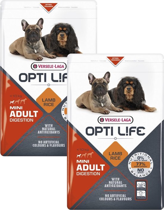 Afwijzen Lodge plotseling Opti Life Adult Digestion Mini - Hondenvoer - 2 x 2.5 kg | bol.com