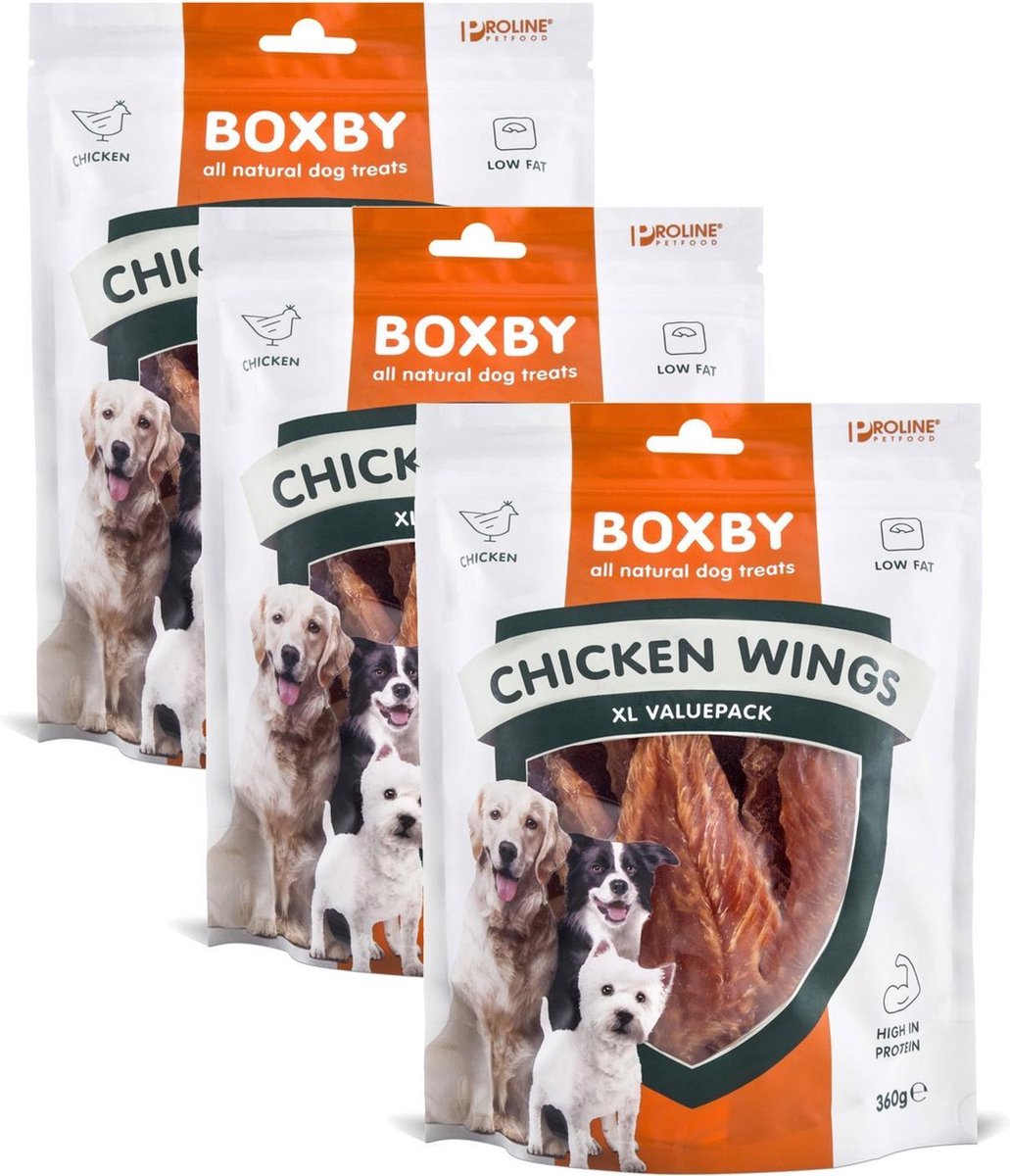 Proline Boxby Chicken Wings Kip - Hondensnacks - 3 x 360 g