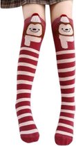 Kniekousen meisjes – 1 paar lange sokken beer rood-roze – meisjessokken – 6-12 jaar – elastisch katoen