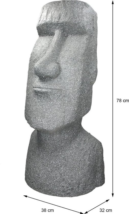 Figurine de jardin Île de Pâques Moai Grijs 37x26x78 cm
