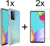 Samsung A52 Hoesje - Samsung Galaxy A52 4G/5G hoesje Hardcase siliconen case transparant hoesjes back cover hoes Extra Stevig - 2x Samsung A52 Screenprotector