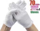 70 Stuks Witte katoenen Handschoen Maat L, 70Pcs White Gloves 35 Pairs Soft Cotton Gloves Coin Jewelry Silver Inspection Gloves Stretchable Lining Glove - Gloves 100% Cotton Maat L