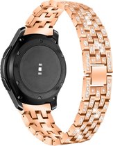 Smartwatch bandje - Geschikt voor Samsung Galaxy Watch 3 41mm, Active 2, 20mm horlogebandje - RVS metaal - Fungus - Vijf Diamant - Rosegoud