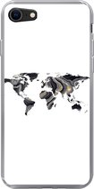 Geschikt voor iPhone SE 2020 hoesje - Wereldkaart - Goud - Lijn - Siliconen Telefoonhoesje
