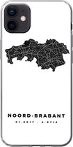 Geschikt voor iPhone 12 mini hoesje - Noord-Brabant - Nederland - Plattegrond - Siliconen Telefoonhoesje - Stadskaart