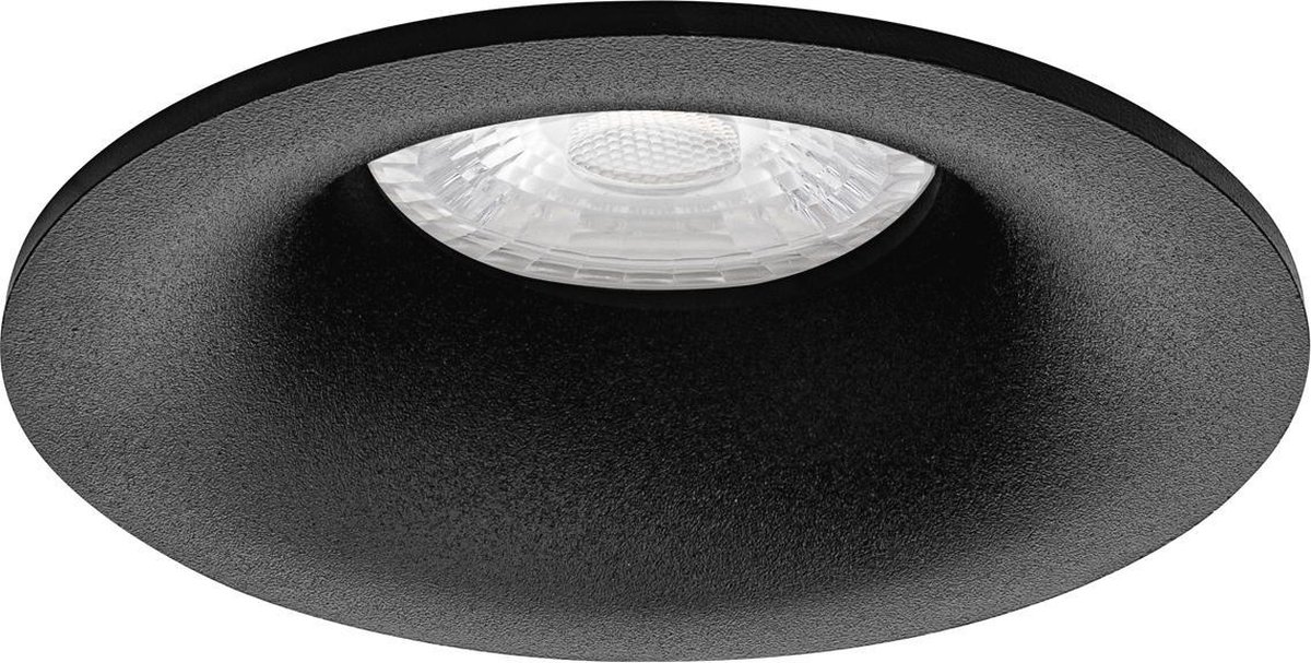 RTM Lighting Premium platte Inbouwspot Benno Zwart Verdiepte ronde spot Extra Warm Wit (2700K) Met Philips LED