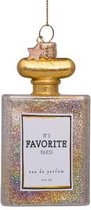 Glazen kerst decoratie parfum met glitters H10cm