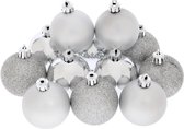Kit van 12 zilveren kerstballen 6 cm