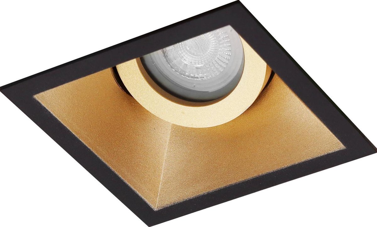 Premium Inbouwspot Warmglow Nando Goud, Zwart Verdiepte vierkante spot Philips Warm Glow Met Philips LED