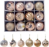 Speciale kerstballen - Uniek design - bijzondere kerstballen - 5.5cm - 12 stuks - koper en goudkleurige kerstballen