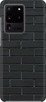 Samsung Galaxy S20 Ultra - Hard Case - Deluxe - Fully Printed - Stenen - Muur - Zwart