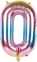 Fienosa Cijfer Ballonnen nummer 0 - Regenboog kleuren - 82 cm - 10 - 20 - 30 - 40 - 50 - 60 - 70 - 80 - 90 - 100