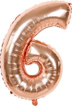 Fienosa Cijfer Ballonnen nummer 6 - Rose Kleur - 82 cm - Helium Ballon