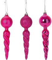 AUTOUR DE MINUIT Set van 3 gedraaide ophangingen - H13 cm - Fuchsia