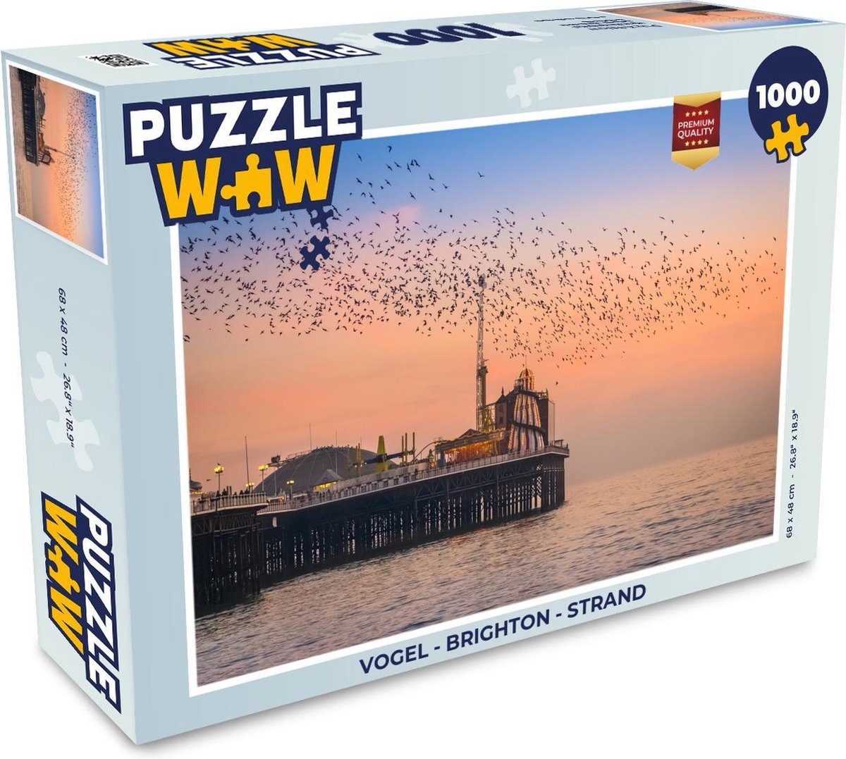 Afbeelding van product PuzzleWow  Puzzel Vogel - Brighton - Strand - Legpuzzel - Puzzel 1000 stukjes volwassenen
