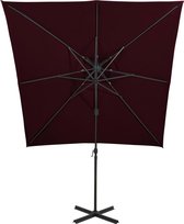 Zweefparasol met dubbel dak 250x250 cm bordeauxrood