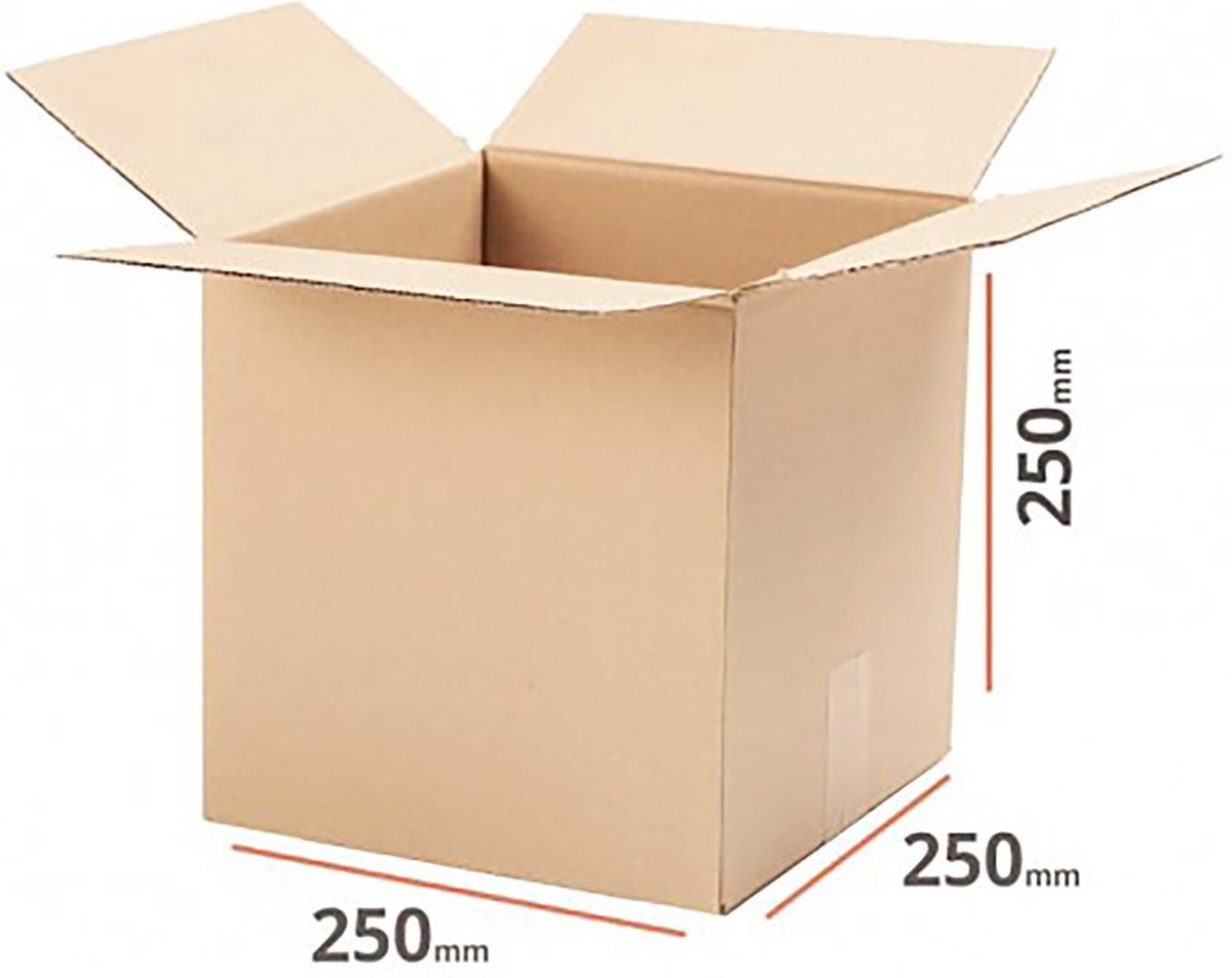 Verzenddoos 250 x 250 x 250 mm - 20 STUKS Kartonnen - 20 stuks Verzenddozen Dubbele Golf Bruin 25 x 25 x 25 cm