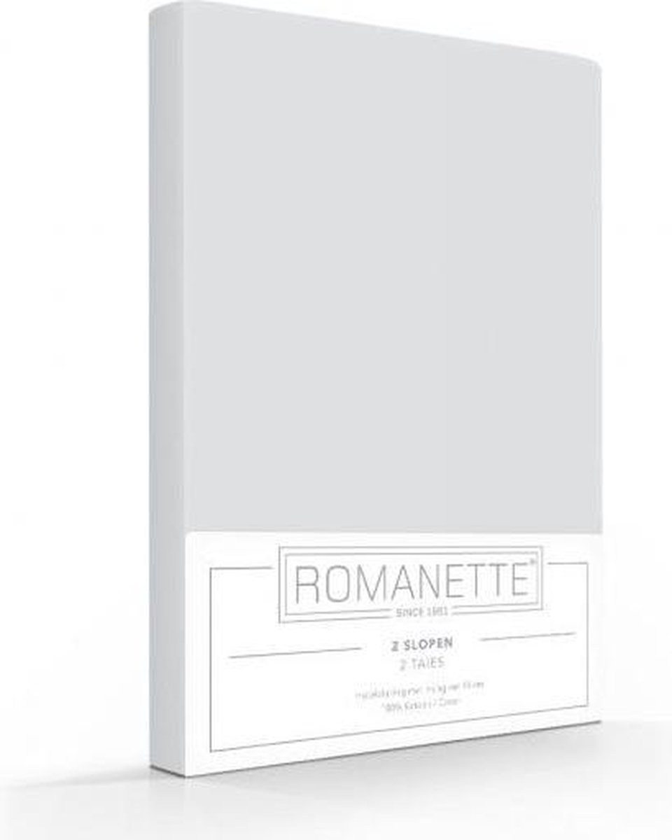 Romanette Kussenslopen Katoen Silver Grijs (2 Stuks) - 65 x 65 cm - [Grijs]