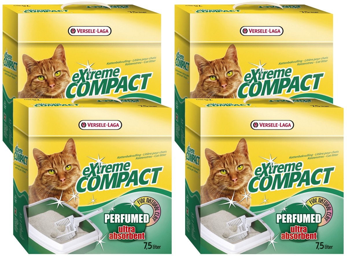 Bol.com Versele-Laga Extreme Compact Geparfumeerd - Kattenbakvulling - 4 x 7.5 l aanbieding
